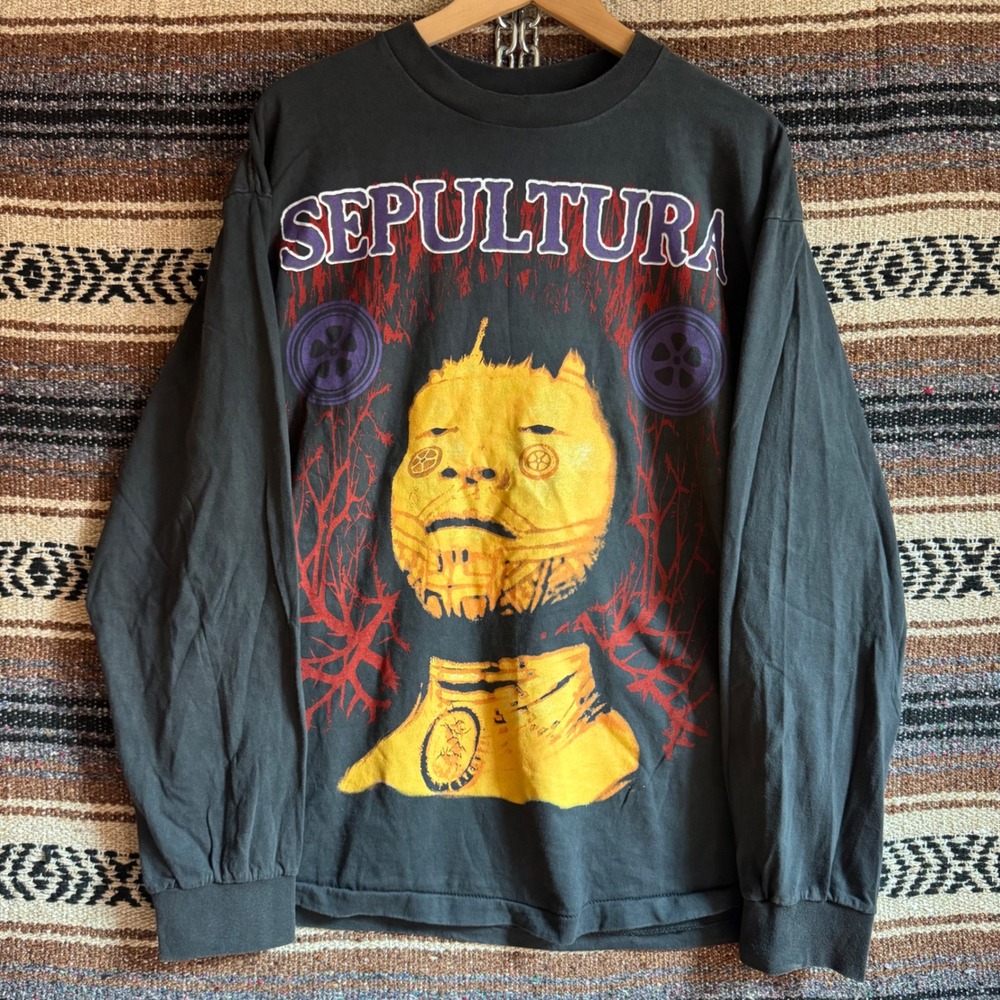 Sepultura Bloody Roots Brazil Long Sleeve Shirt XL Black Band Tee Reprint